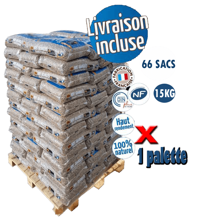  Granulé de Bois Premium Woodstock, Palette de 66 Sacs de 15 kg 