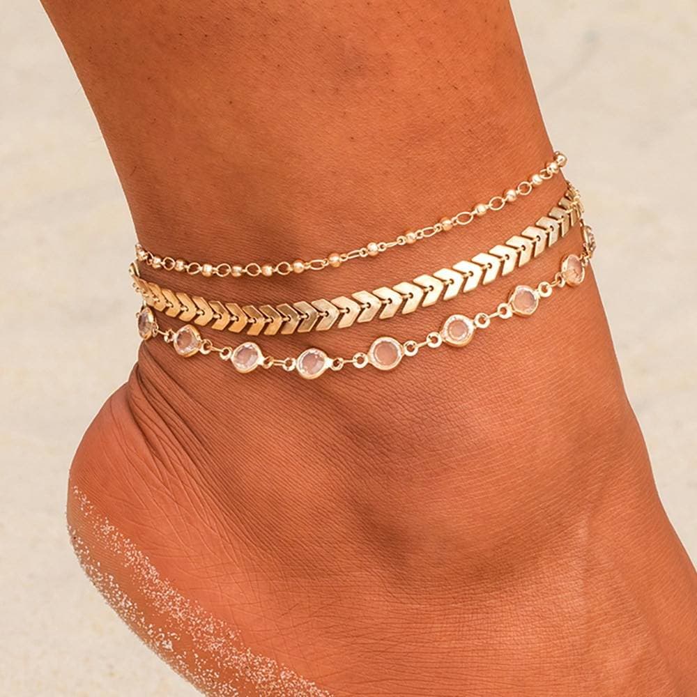 Bohemian Crystal Sequins Anklet Set Fashion Gold Anklet