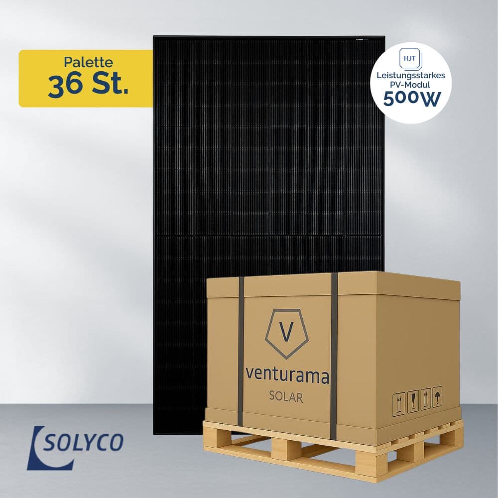 SOLYCO R-BG 500 W – PV Modul HJT Glas-Glas Full Black | Palette