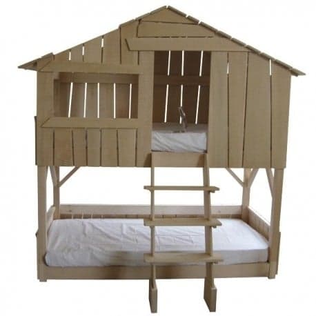 MATHY BY BOLS - Lit Cabane superposée - Tilleul massif - Vernis en option