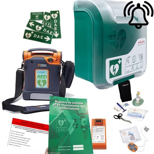 Pack défibrillateur Powerheart G5 avec armoire Aivia In avec alarme Sans capteur RCP Sans électrodes pédiatriques