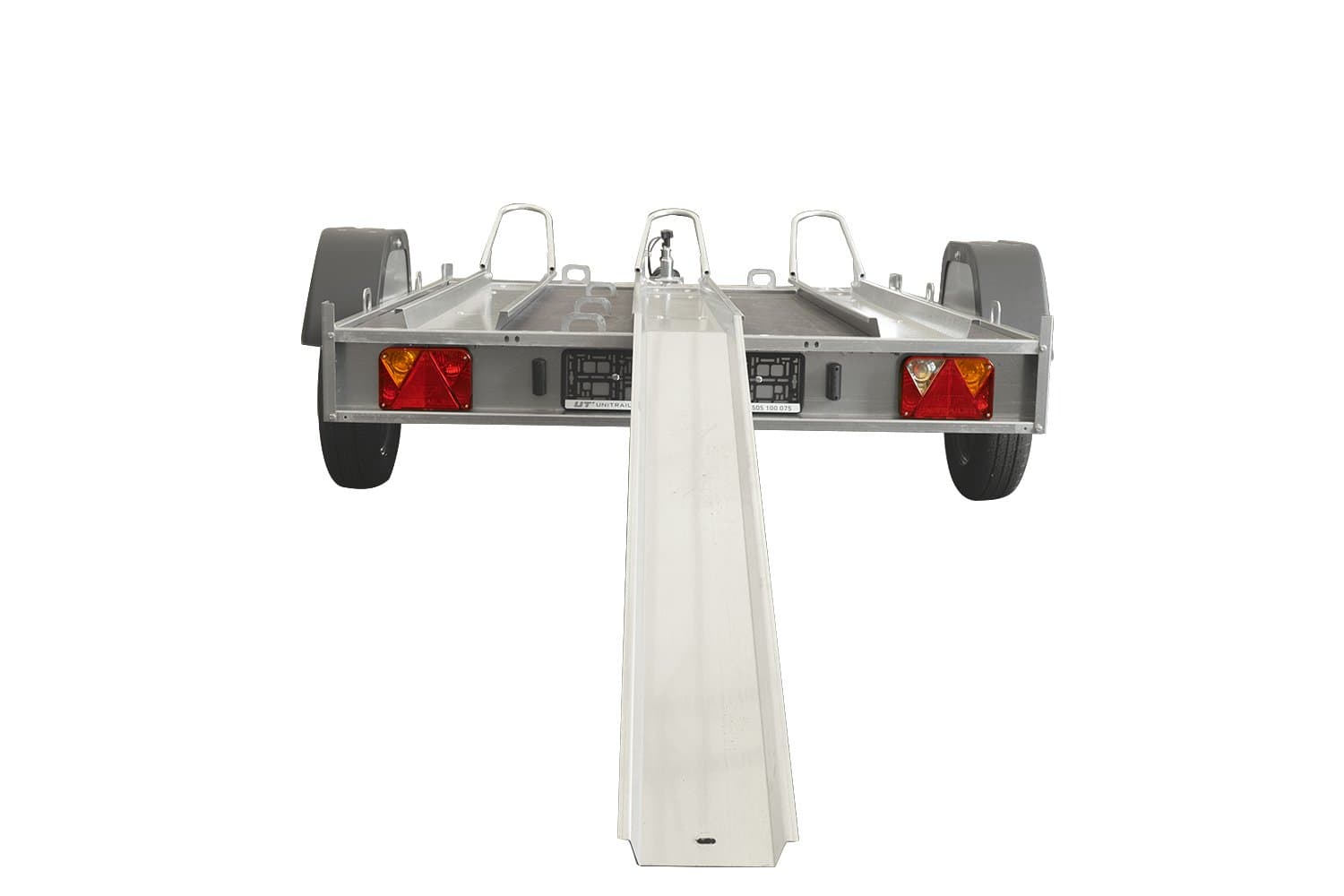 Remorque moto basculante UNITRAILER MOTO 3 avec 3 rails de transport