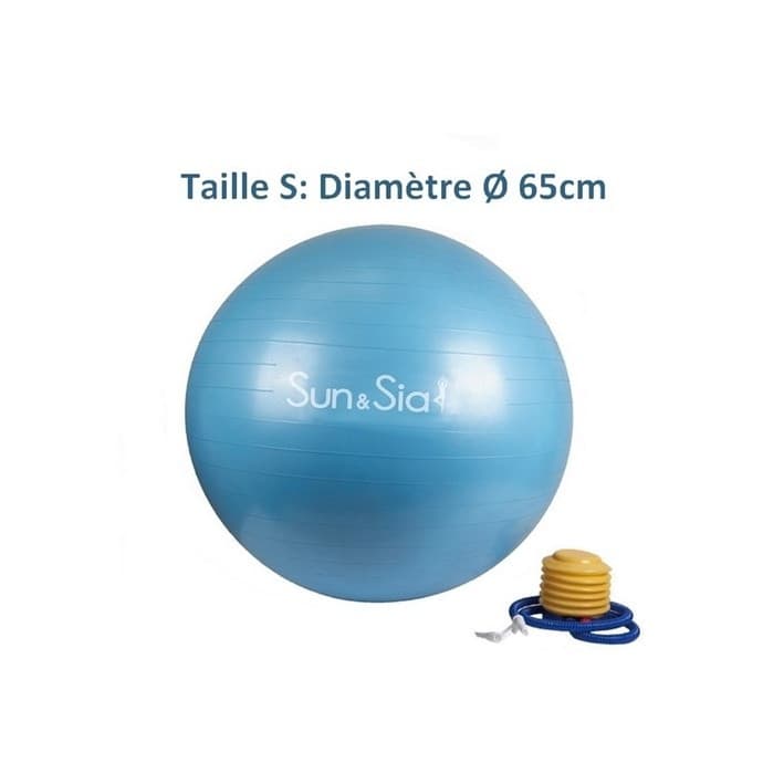 Ballon de yoga / fitness taille m 65 cm bleu sun&sia