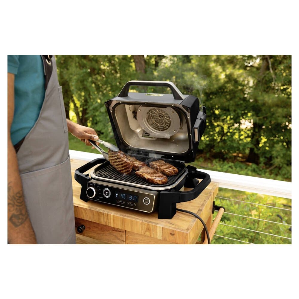 Ninja Woodfire Elektro Grill Heißluft-Funktion Schwarz, Silber (matt)