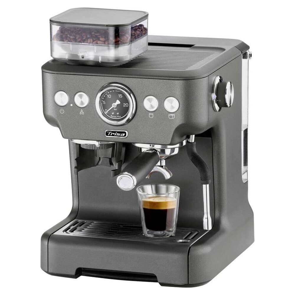 Trisa Barista Plus Espressomaschine Anthrazit 2300 W mit Mahlwerk