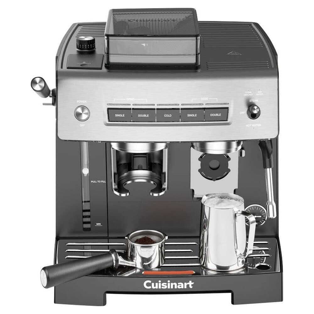 Cuisinart Grind & Brew EM640E Espressomaschine mit Siebträger Schwarz, Silber
