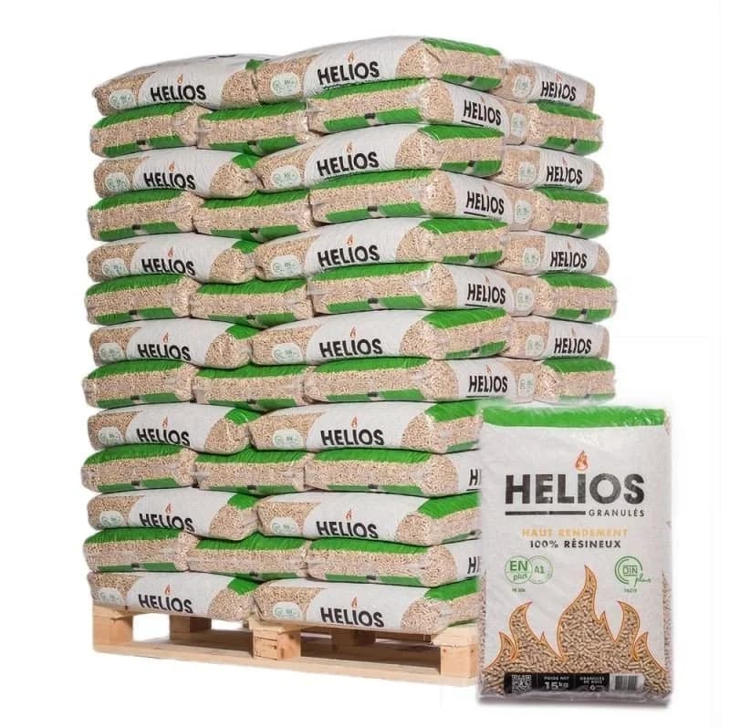 HELIOS Holzpellets 6 mm – 65 Säcke à 15 kg – 975 kg Palette