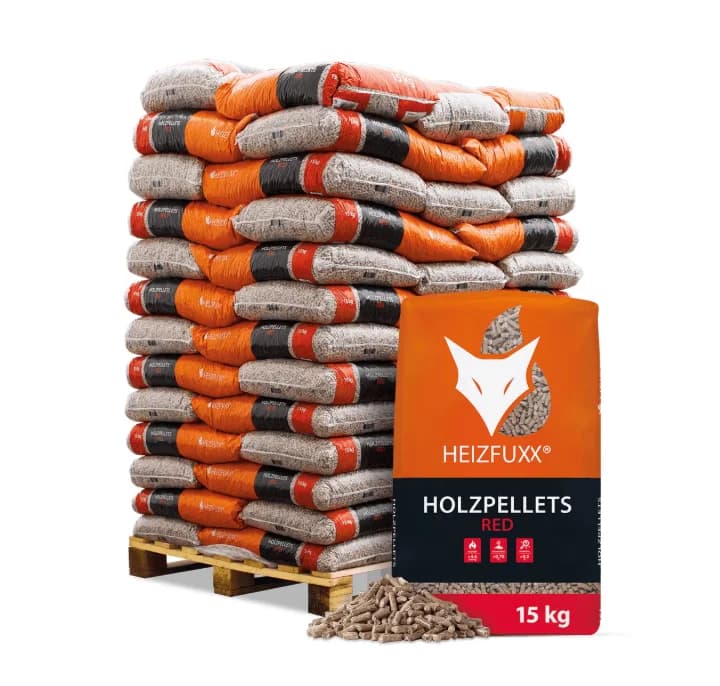 Heizfuxx Holzpellets Red – Hartholz – 975 kg (65 × 15 kg)