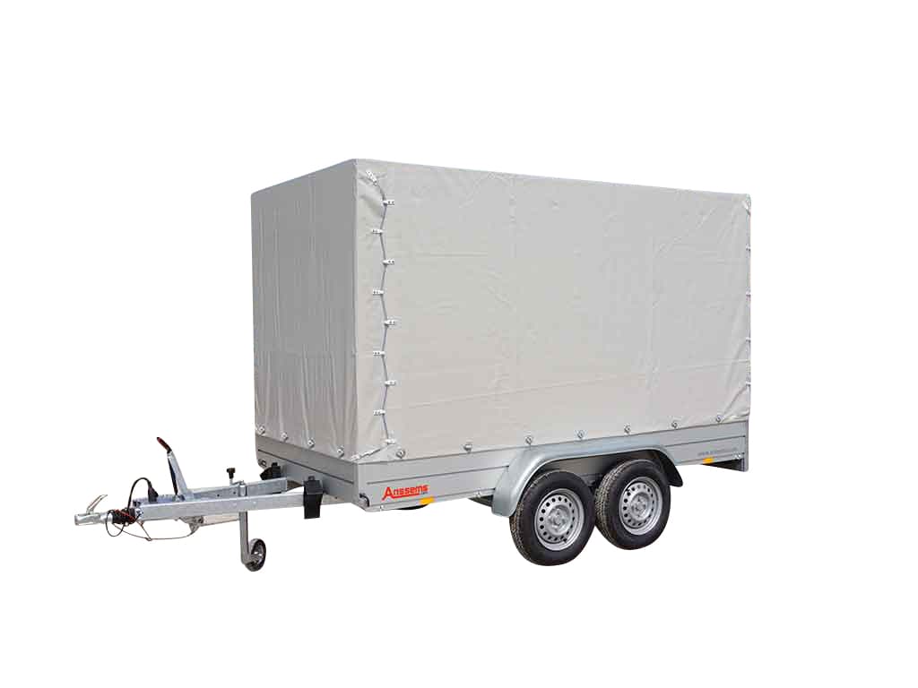 Anssems PKW Anhänger Tieflader Alu GTT 2000 kg, Ladefläche 3,01 x 1,51 m - mit Planenaufbau 2,05 m grau