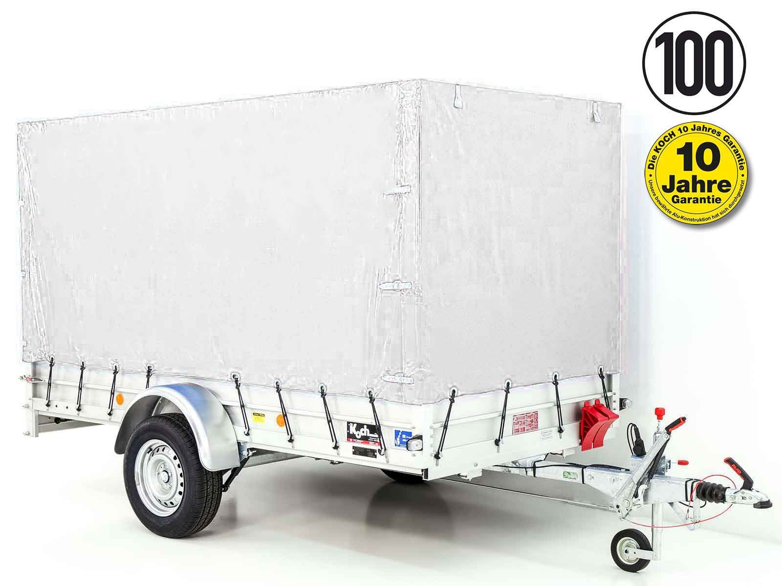 Anhänger mit Plane 150x300cm 1300kg | Typ 7.13 | Hochplane 160cm – Weiß-Neu