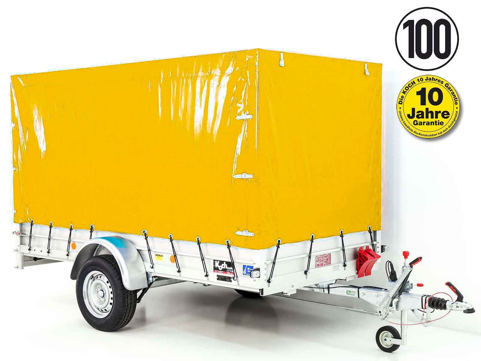 Anhänger mit Plane 150x300cm 1300kg | Typ 7.13 | Hochplane 160cm – Gelb-Neu