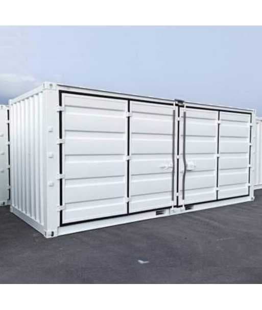 Contenedor blanco de 20 pies con acceso lateral abierto