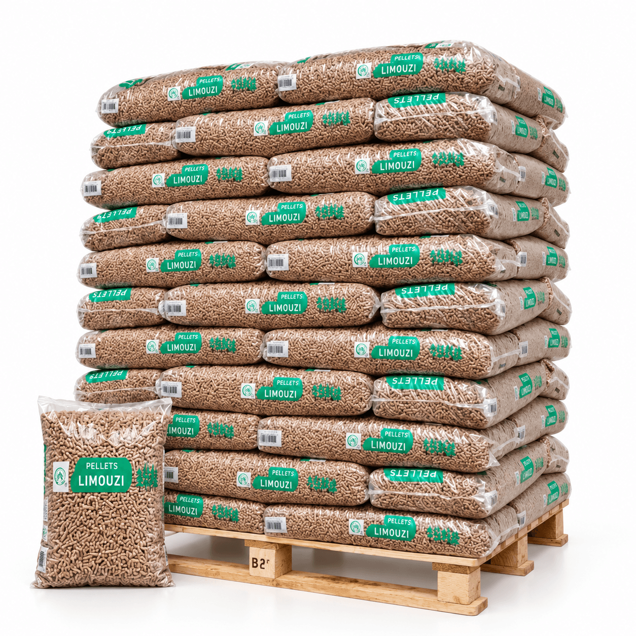 Limouzi Holzpellets – 66 × 15 kg Palette (990 kg) – 100 % Nadelholz, DINplus & PEFC