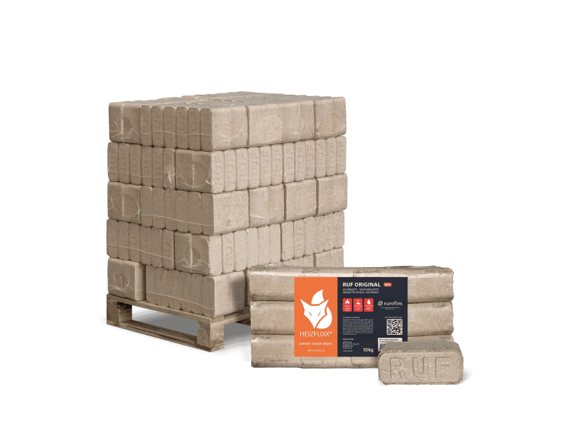 Heizfuxx RUF Original Red Holzbriketts Hartholz 10kg x 30 Gebinde 300kg Palette