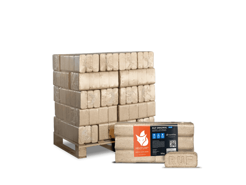 Heizfuxx RUF Original Blue Holzbriketts Nadelholz 10kg x 30 Gebinde 300kg Palette