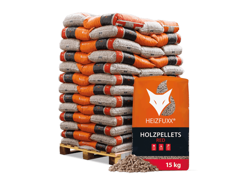 Heizfuxx Red ENplus A1 Holzpellets Hartholz 15kg x 65 Sack 975kg Palette