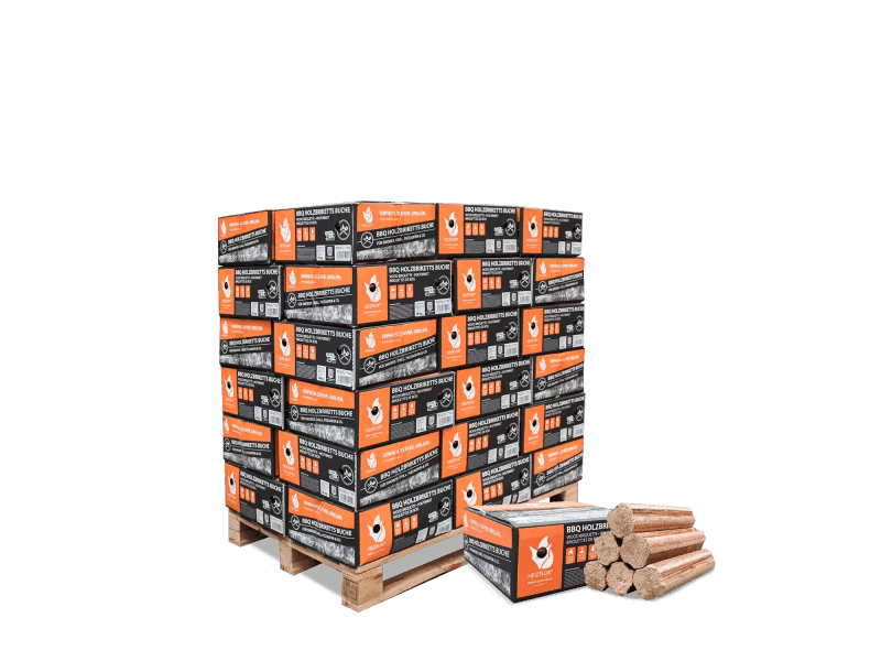 Heizfuxx BBQ-Buchenholzbriketts 18kg x 18 Gebinde 324kg Palette