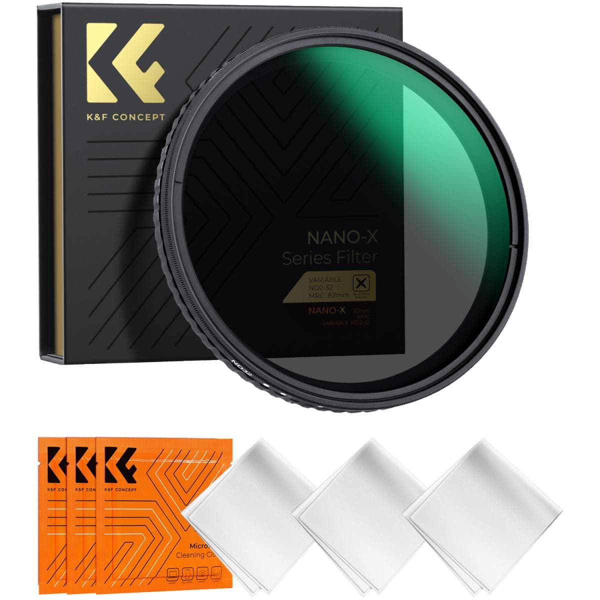 K&F 95MM Nano-X Variable/Fader ND Filter, ND2~ND32, W/O Black Cross with 3pcs cleaning cloths