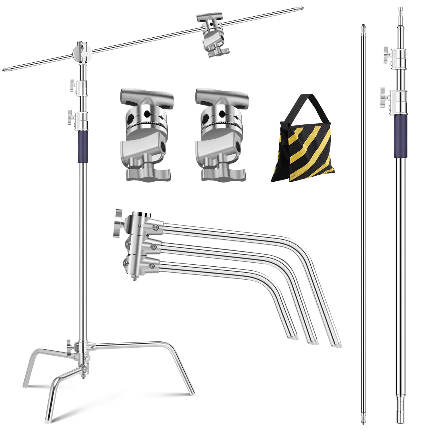 K&F concept 3.3m C-type magic leg stainless steel heavy duty stand with 126cm crossbar