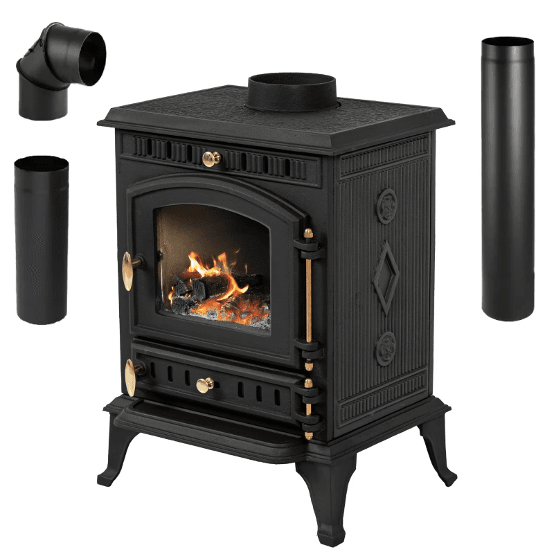 Kaminofen dauerbrandfähig – 7kW schwarz Kamin Ofen THUNDER® MITRA