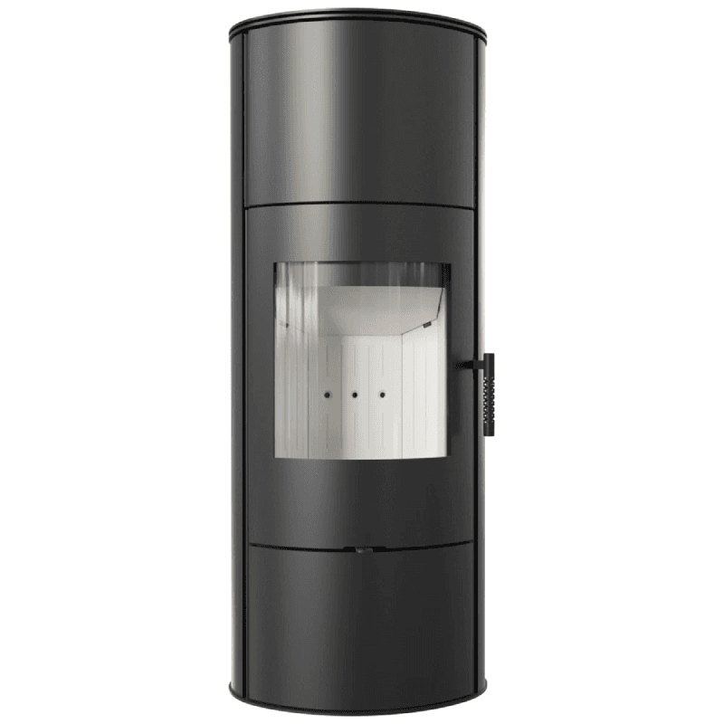 Kratki Kaminofen aus Stahl Modern ROLLO Hoch Ø150 7 kW BImSchV 2 Ökodesign HKI