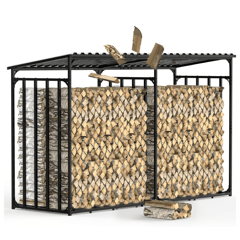 Kaminholzregal aussen Metall mit Dach 300x105x185cm für 1m I 33cm I 25cm