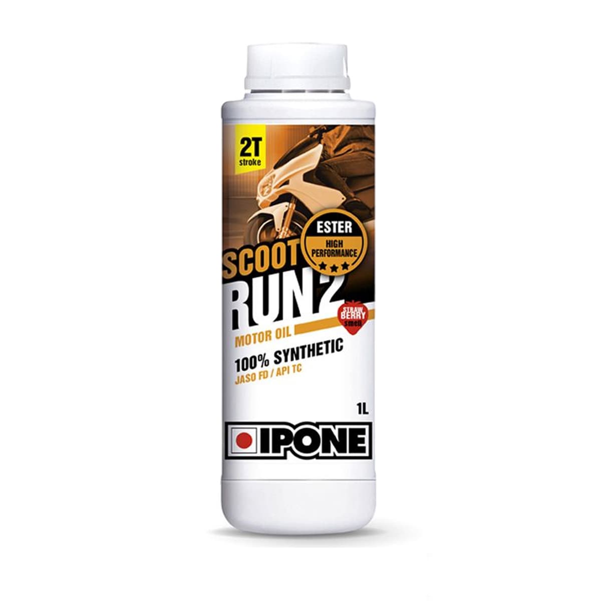 Ipone - Huile Moteur 2t - Ipone Scoot Run-2 100% Synthèse Senteur Fraise 1l Graissage Séparé