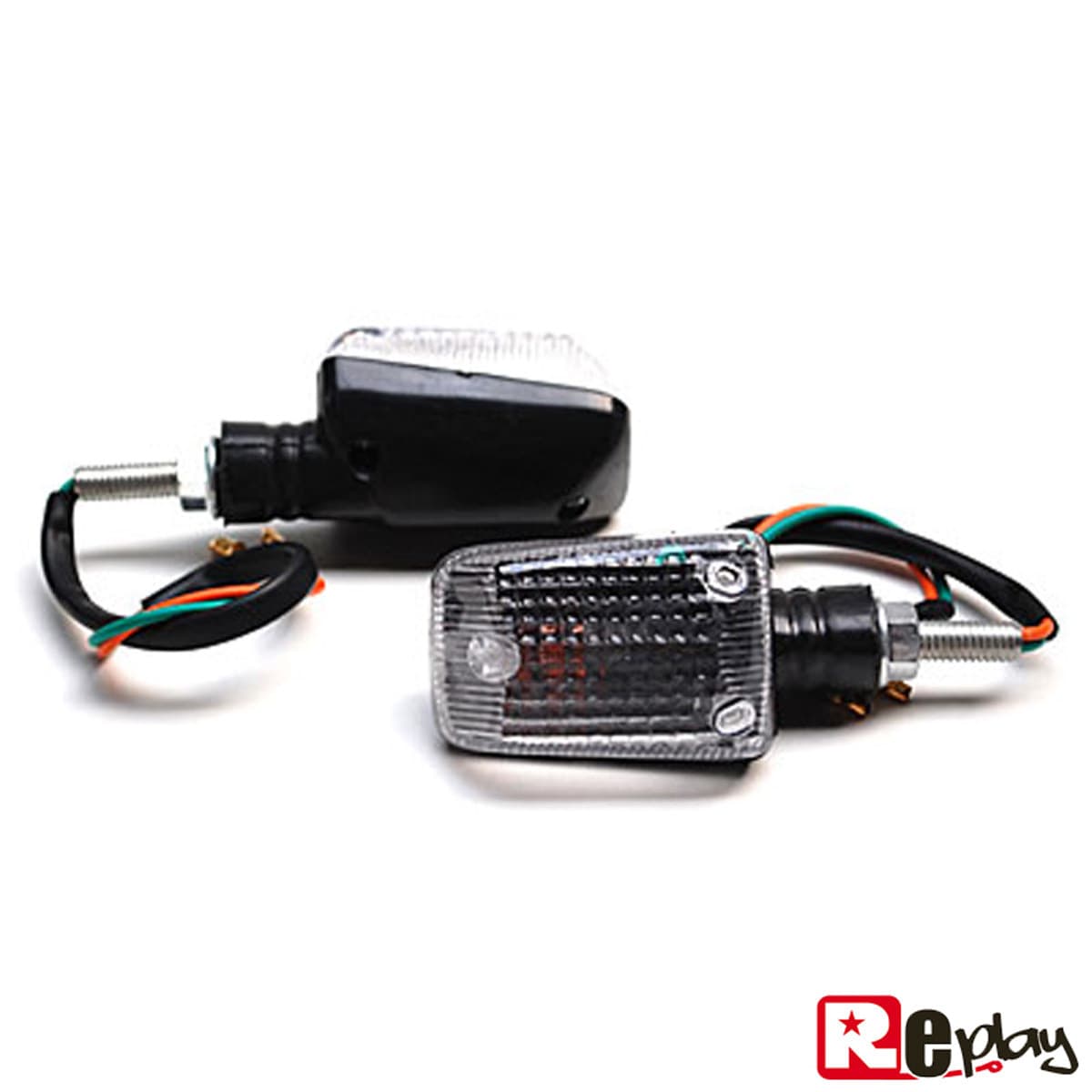 Adaptable - Clignotants Universels Mini Rectangle Noir Transparent Ba9s (paire)