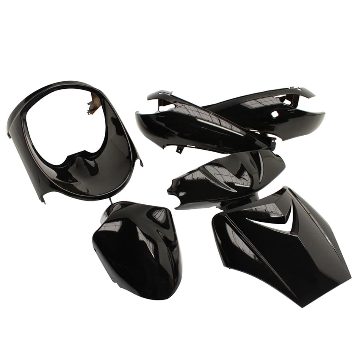 Adaptable - Kit Carénages / Carrosserie Peugeot Vivacity Avant 2008 - Noir Brillant 6 Pièces