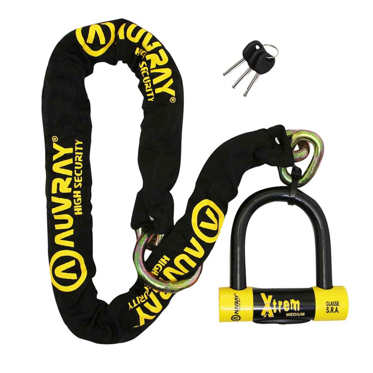 Auvray - Antivol Chaîne Lasso + U - Auvray Xtrem Medium 1.20m Sra