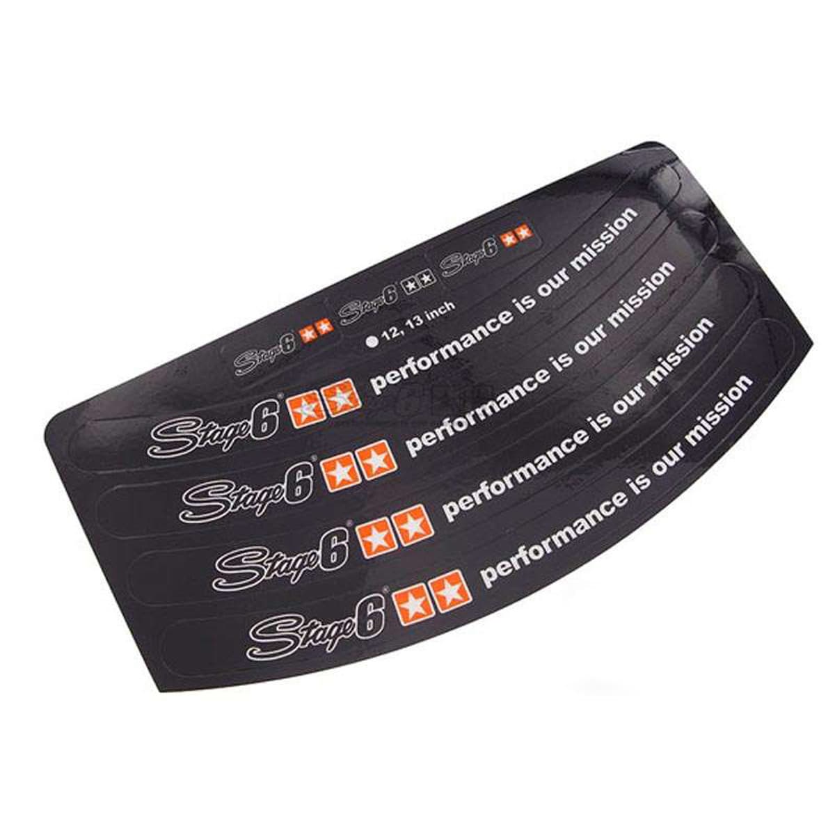 Stage6 - Autocollant / Sticker De Jante - Stage6 12 / 13 Pouces Noir