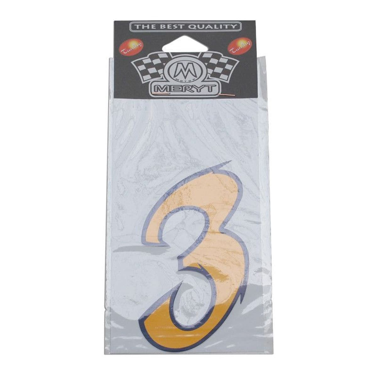 Meryt - Autocollant / Sticker - Meryt Numéro 3 Jaune 9cm