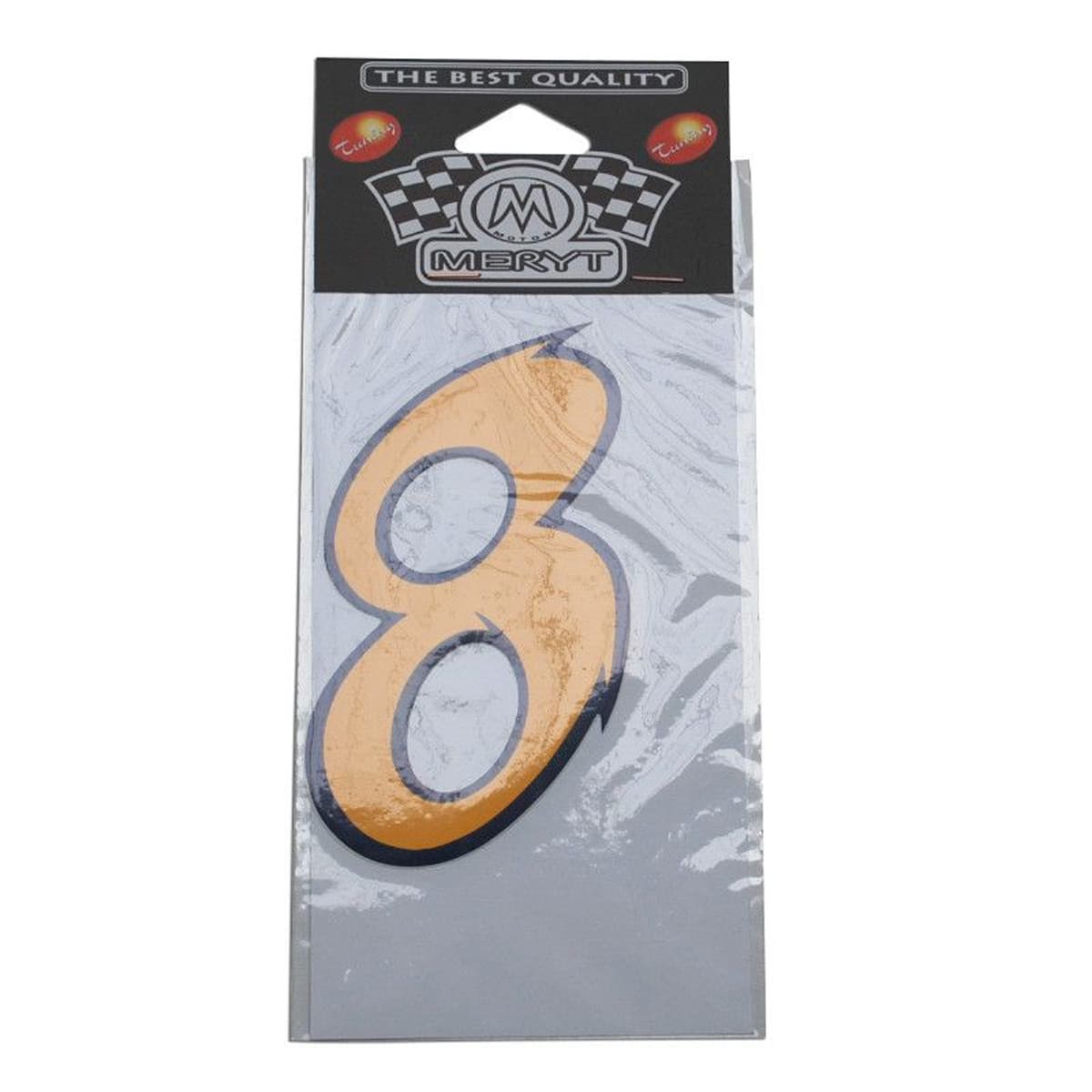 Meryt - Autocollant / Sticker - Meryt Numéro 8 Jaune 9cm