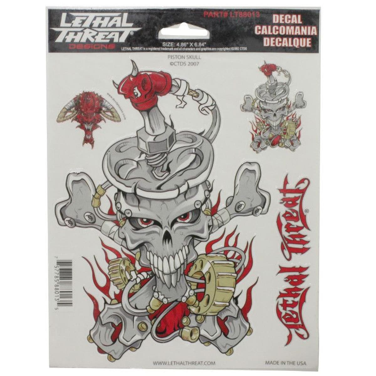 Lethal Threat - Autocollant / Sticker - Lethal Threat Piston Skull 15 X 20cm