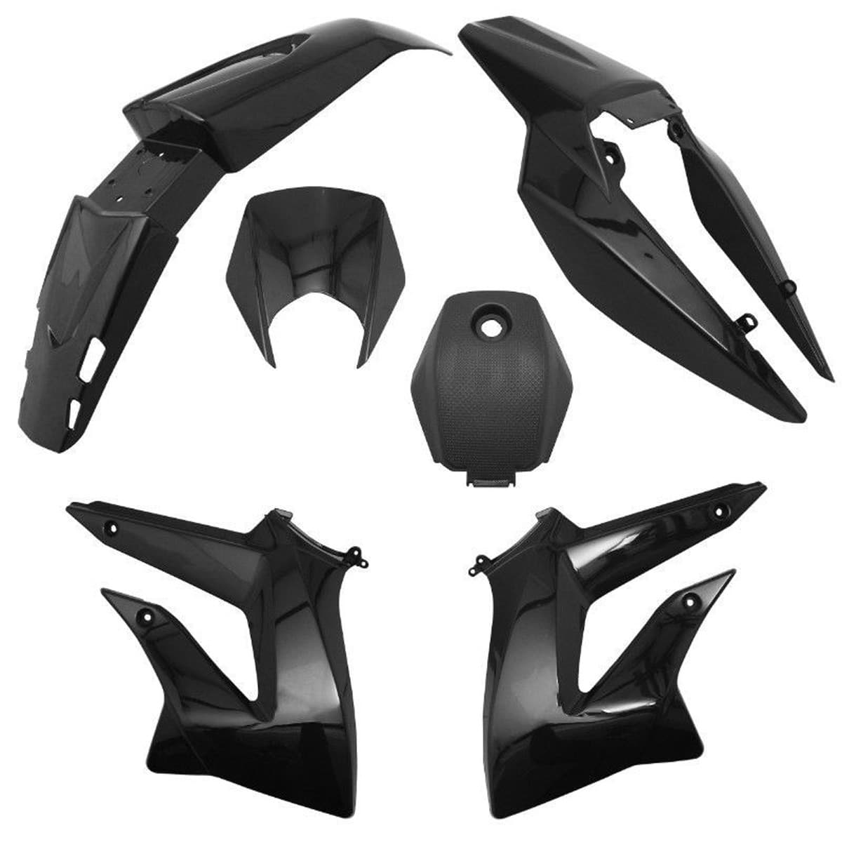 Adaptable - Kit Carénages Derbi Senda Drd À Partir De 2011 - 6 Pièces Noir Brillant