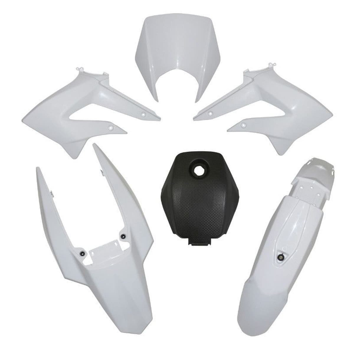Adaptable - Kit Carénages Derbi Senda Drd À Partir De 2011 - 6 Pièces Blanc Brillant