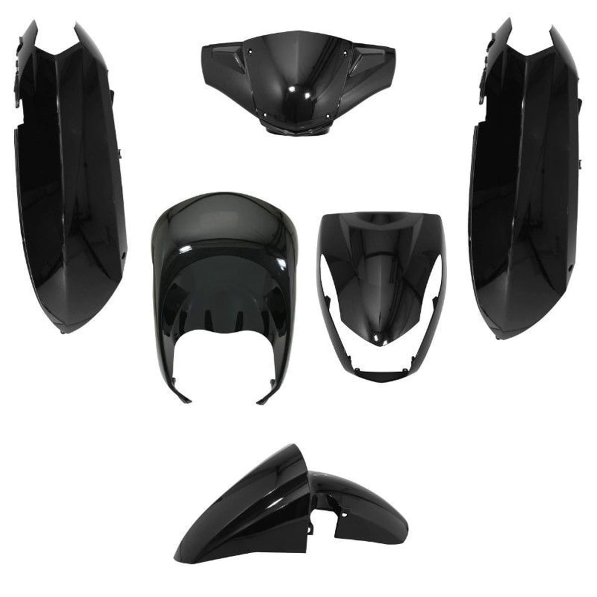 Adaptable - Kit Carénages / Carrosserie Peugeot Kisbee 2t / 4t De 2010 À 2017 - Noir Brillant 6 Pièces