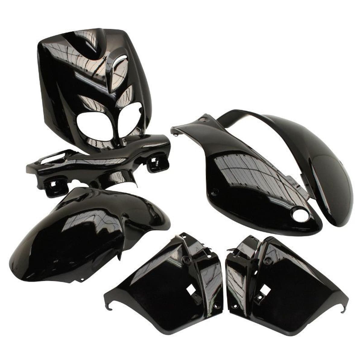Adaptable - Kit Carénages / Carrosserie Peugeot Tkr Trekker - Noir Brillant 7 Pièces