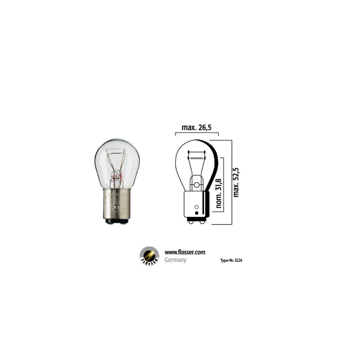Flösser - Ampoule 6v 10/3w Bay15d - Blanc Flosser