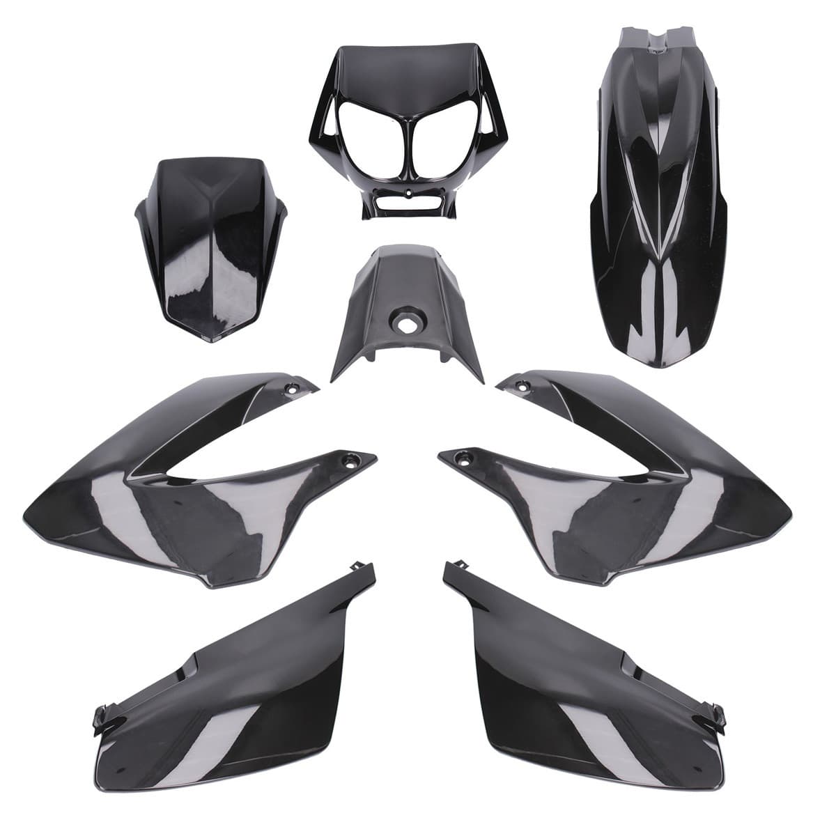 Allpro - Kit Carénages Derbi Senda Avant 2011 - 8 Pièces À Peindre / Blanc / Bleu / Gris / Noir / Orange / Rouge Noir