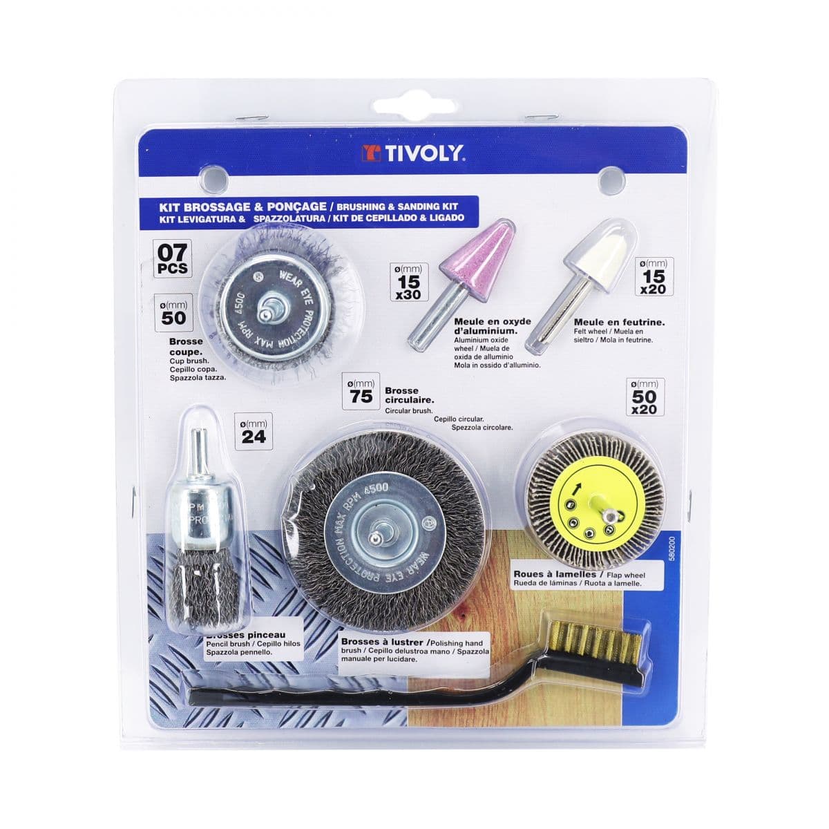 Tivoly - Kit Brosse / Meule / Roue Abrasive - 7 Pièces Tivoly
