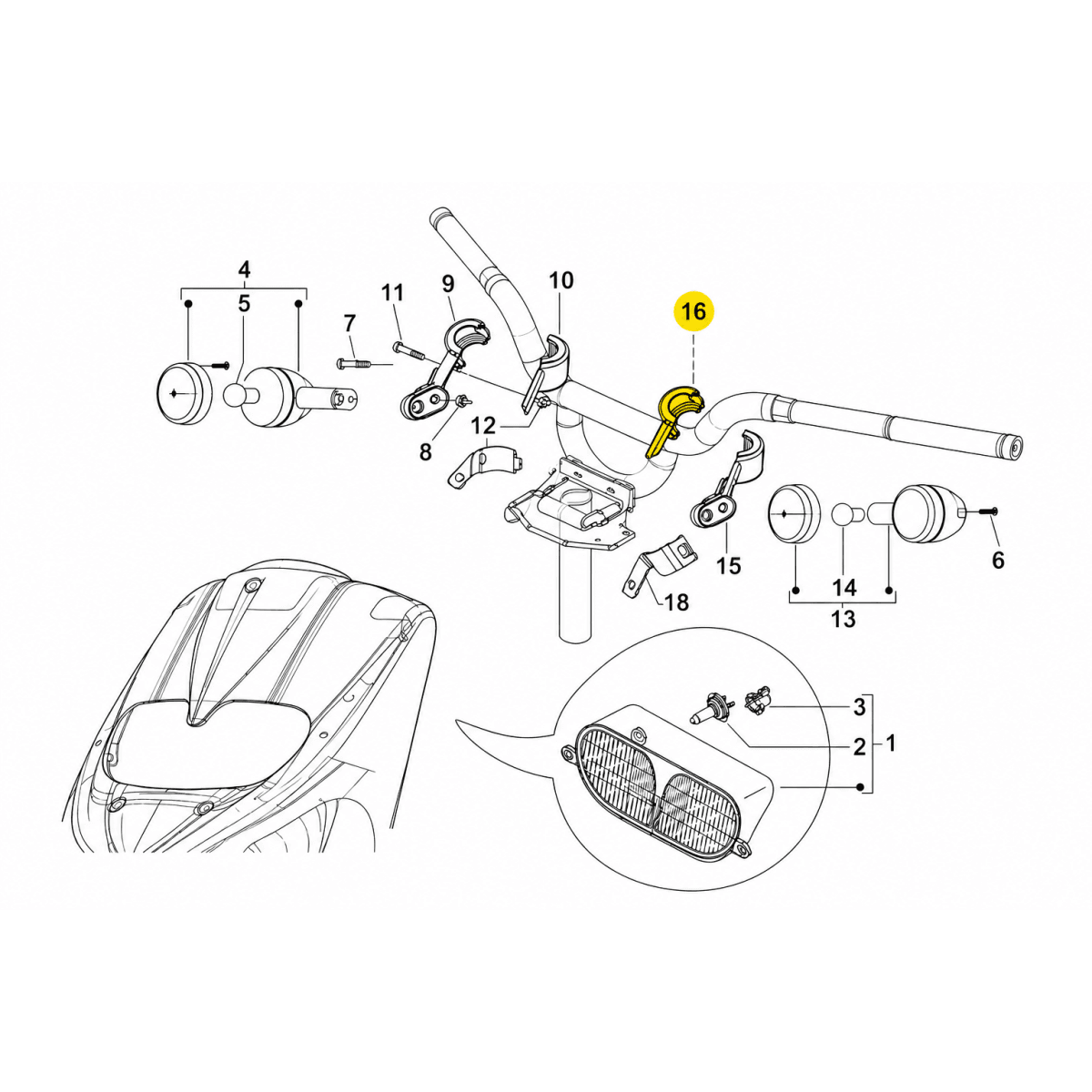 Piaggio - Cache Support Clignotant Avant Gauche Origine Piaggio Gilera Stalker Naked 50 2008 641073