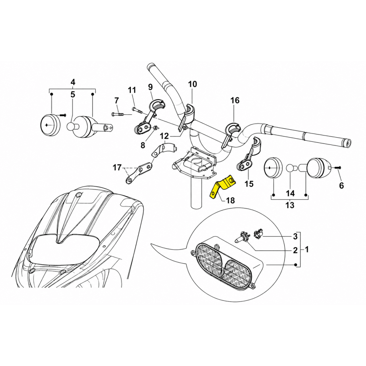 Piaggio - Support Clignotant Avant Gauche Origine Piaggio Gilera Stalker Naked 50 2008 641074