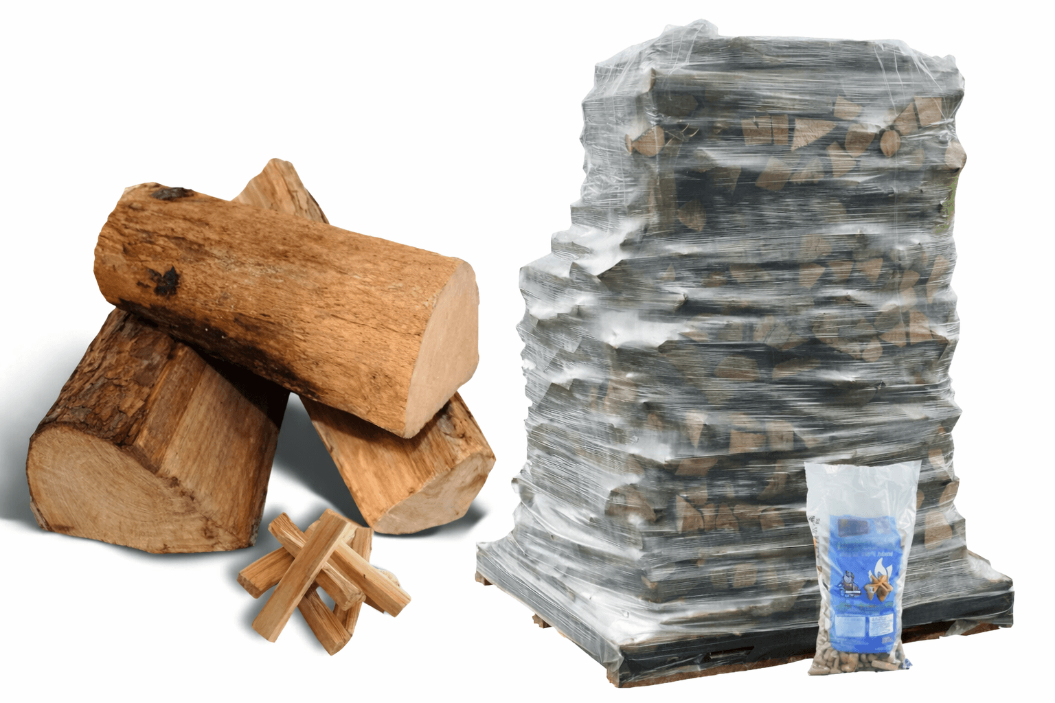 Bois de chauffage – Bûches 40 cm, 3.32m³, 4.5 stères + 16 sacs bois d’allumage