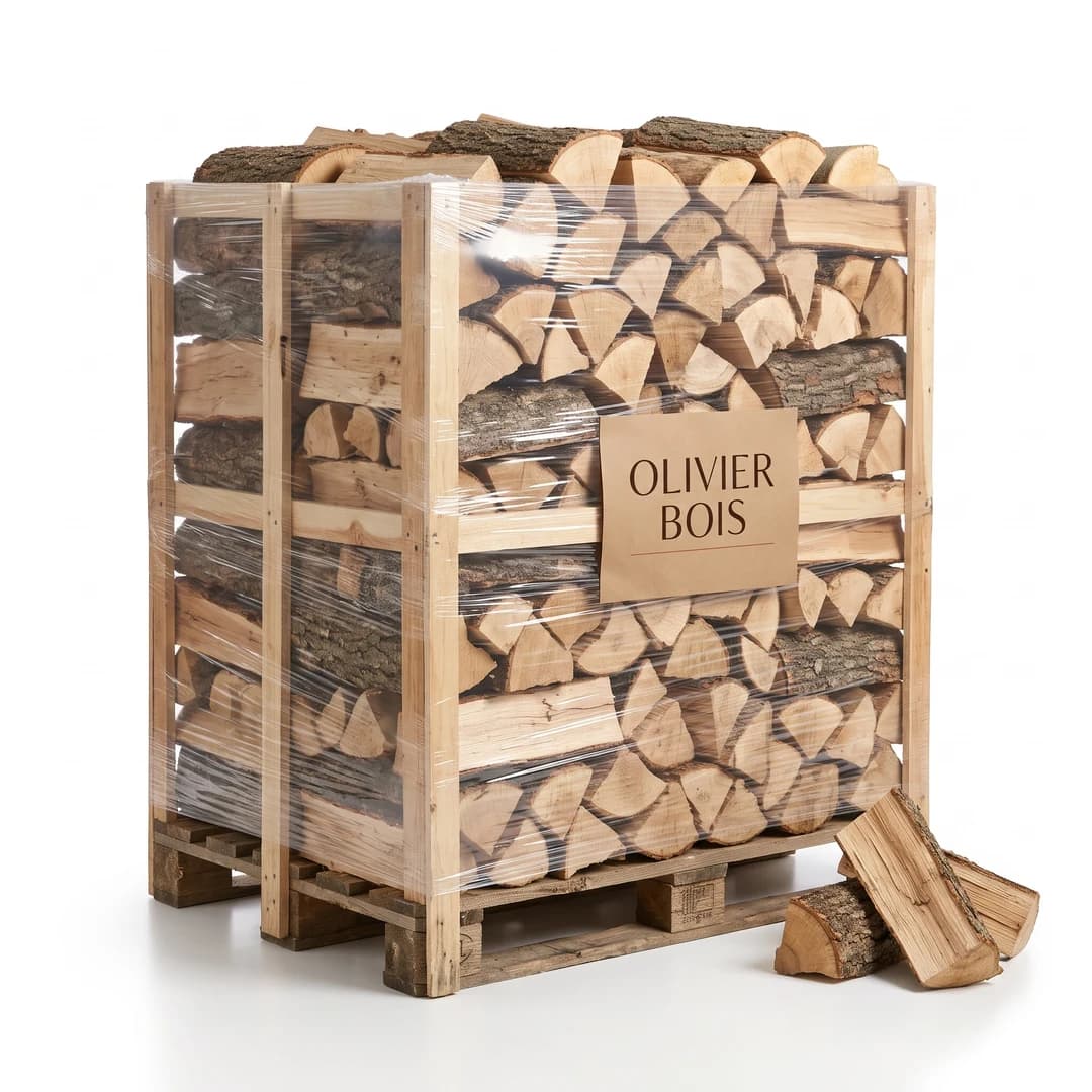 Bûches 25 cm feuillus durs palette 1,6 stère humidité ≤ 20 %