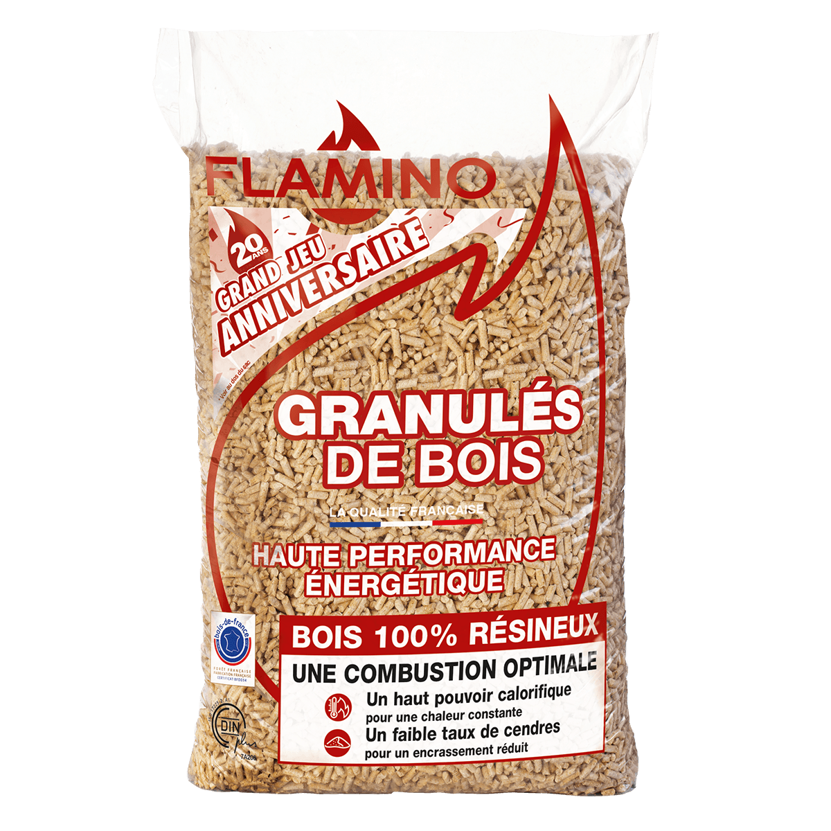 Granulés de bois FLAMINO 72 sacs de 15KG