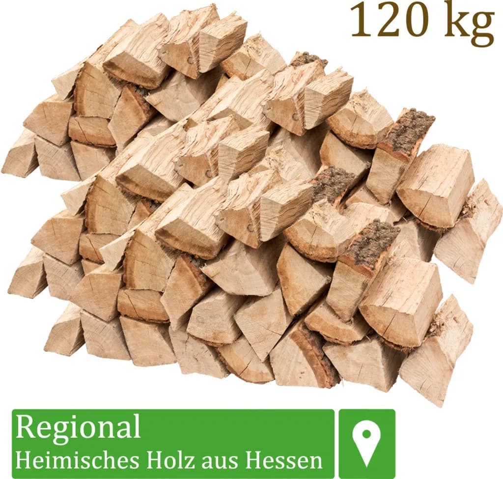 Flameup Brennholz Eiche 120 kg 25 cm kammergetrocknet für Ofen Kamin Feuerschale Grill