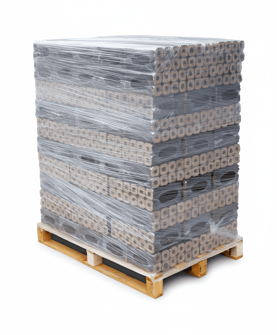 Pini Kay  Premium Buchenbriketts 960 kg Palette – 100 % Buche mit hoher Heizleistung