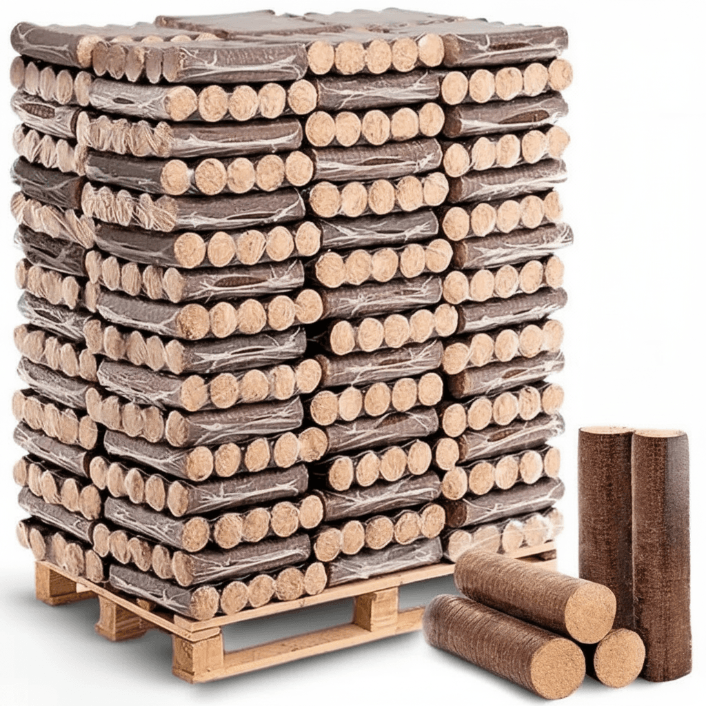 holz4home Hartholzbriketts 960 kg Palette – Premium Holzbriketts mit langer Brenndauer