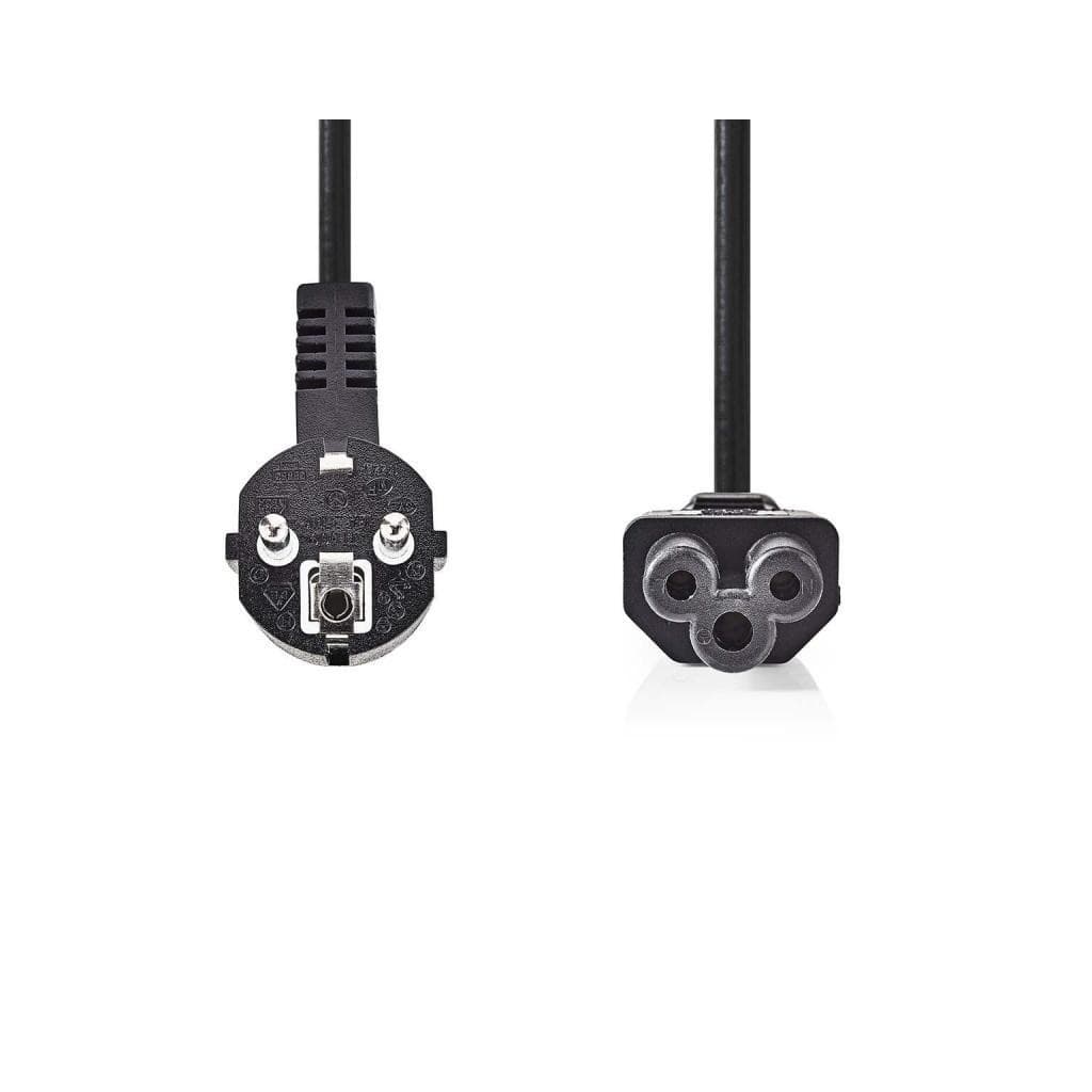 CABLE ALIMENTATION SECTEUR TREFLE -Prise de terre mâle COUDE DROIT 2M NOIR